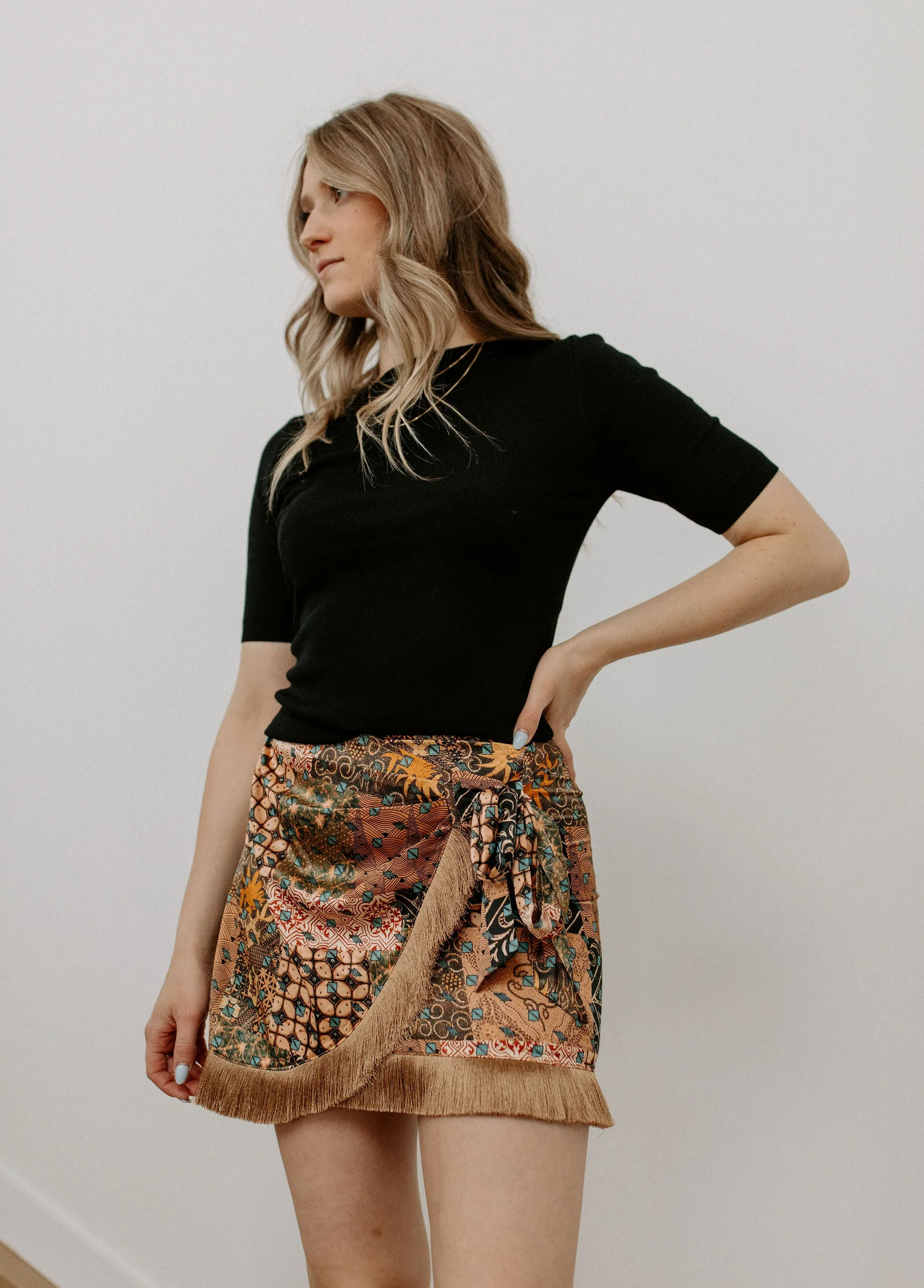 The Abril Fringed Wrap Skirt by NKN