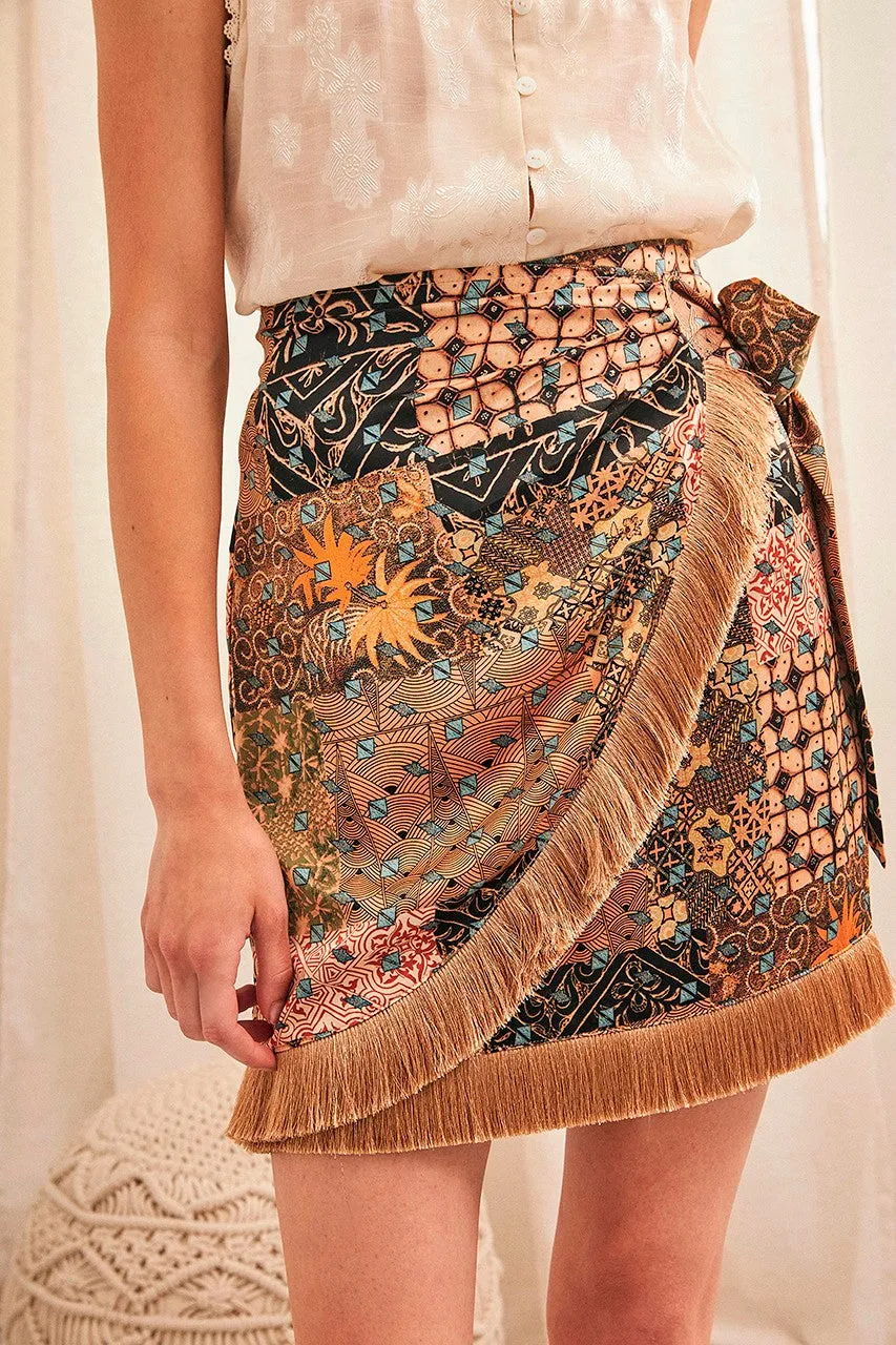 The Abril Fringed Wrap Skirt by NKN