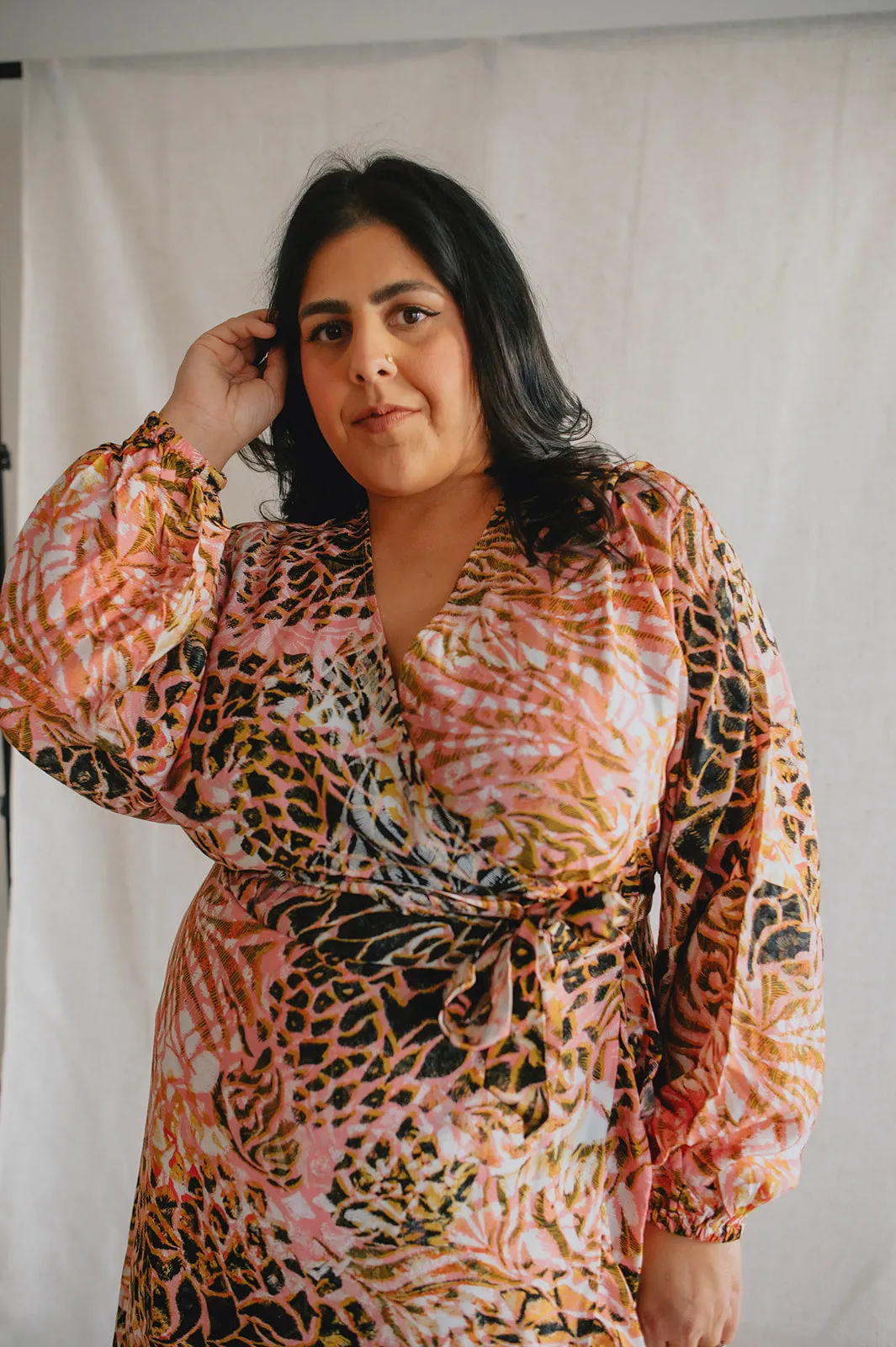 The Nita Faux Printed Wrap Dress - PLUS