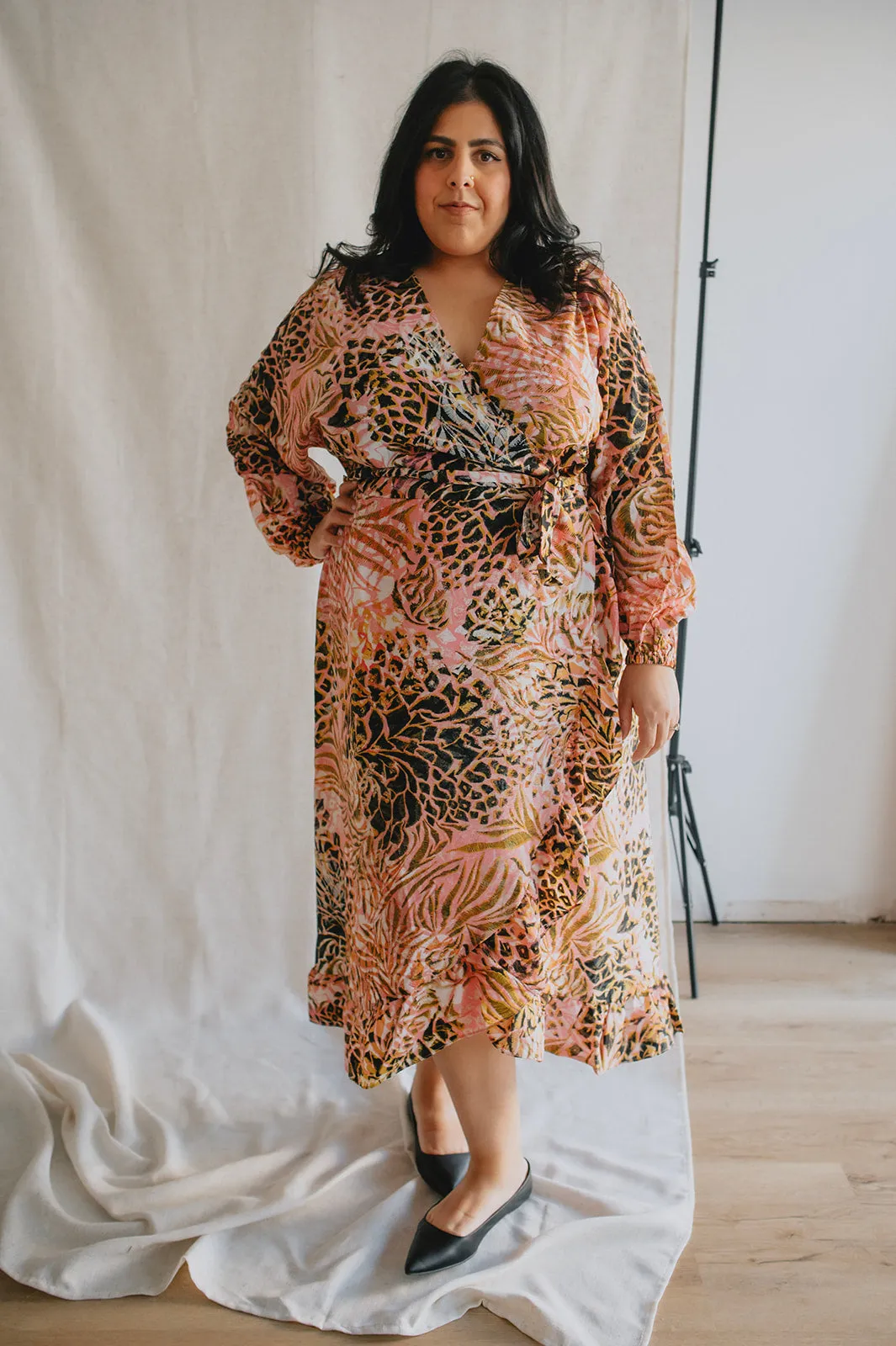 The Nita Faux Printed Wrap Dress - PLUS