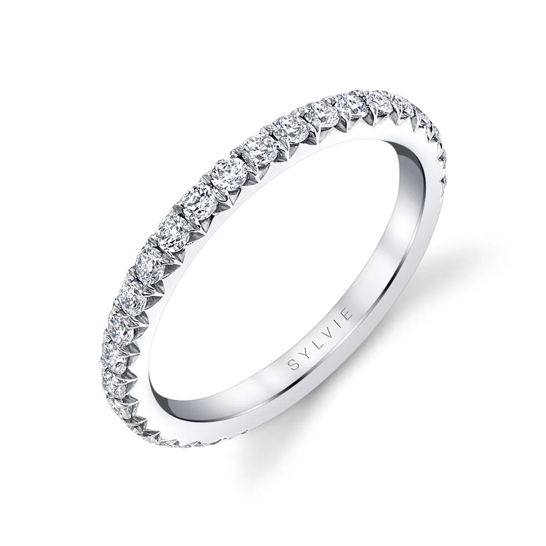 Thick Pave Wedding Band - Vanessa Platinum White