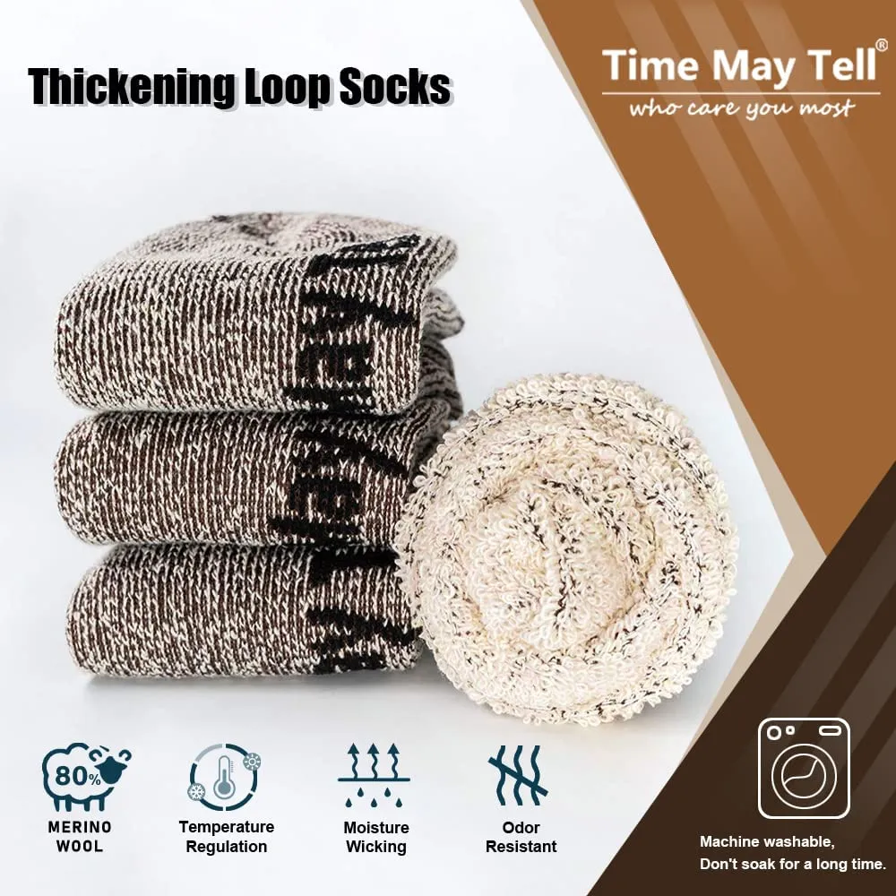 Time May Tell Mens Merino Wool Hiking Cushion Socks Pack (2/4 Pair ,6-13 Size)