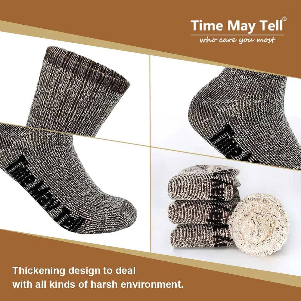 Time May Tell Mens Merino Wool Hiking Cushion Socks Pack (2/4 Pair ,6-13 Size)