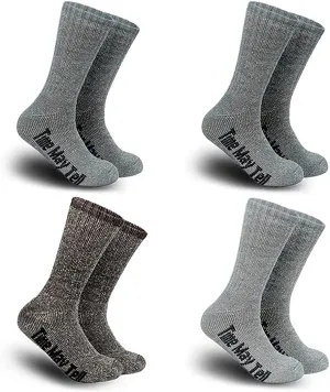 Time May Tell Mens Merino Wool Hiking Cushion Socks Pack (2/4 Pair ,6-13 Size)