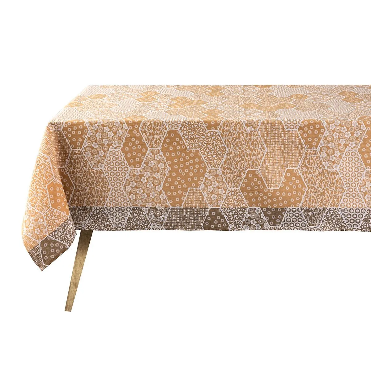 Wagara Beige 59" x 59" Coated Tablecloth by Le Jacquard Français