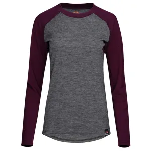 Womens Merino 180 Baseball Crew (Smoke/Wine)